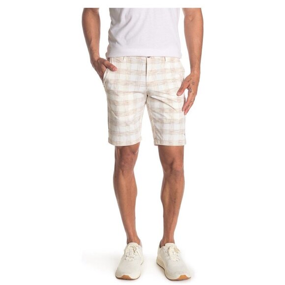 Tommy Bahama Other - Tommy Bahama Mens Tan Checked Woven Pockets Bermuda Golf Shorts Sz 30 New